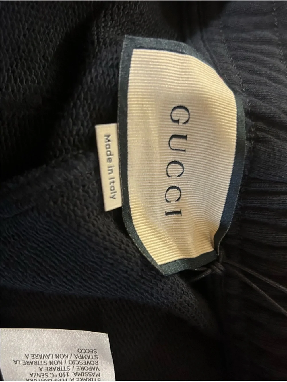 Men’s Gucci, cotton red/white logo sweatpants size XL fits small/medium NWT